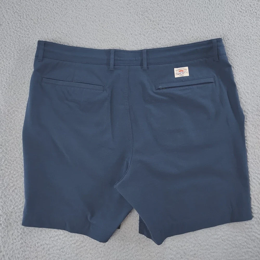Faherty All Day Shorts Mens 36 Blue Stretch Chino Drawstring Beach Casual Summer